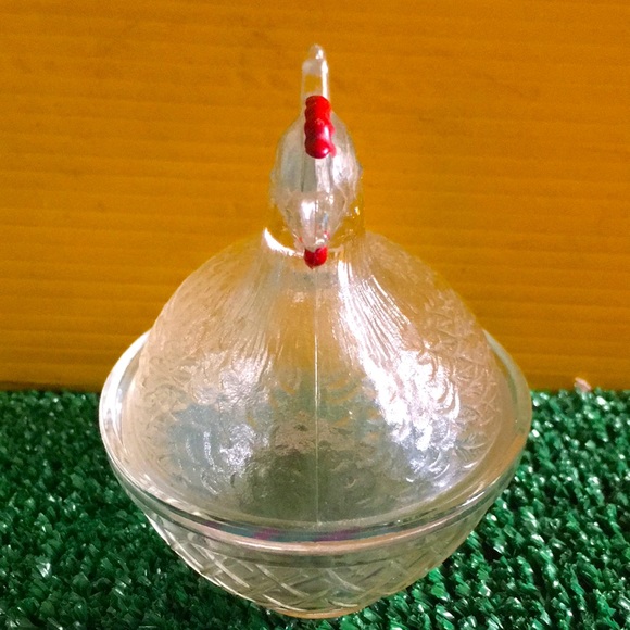 Vintage Indiana glass, Clear glass hen on a nest candy dish, Trinket dish - Picture 5 of 11